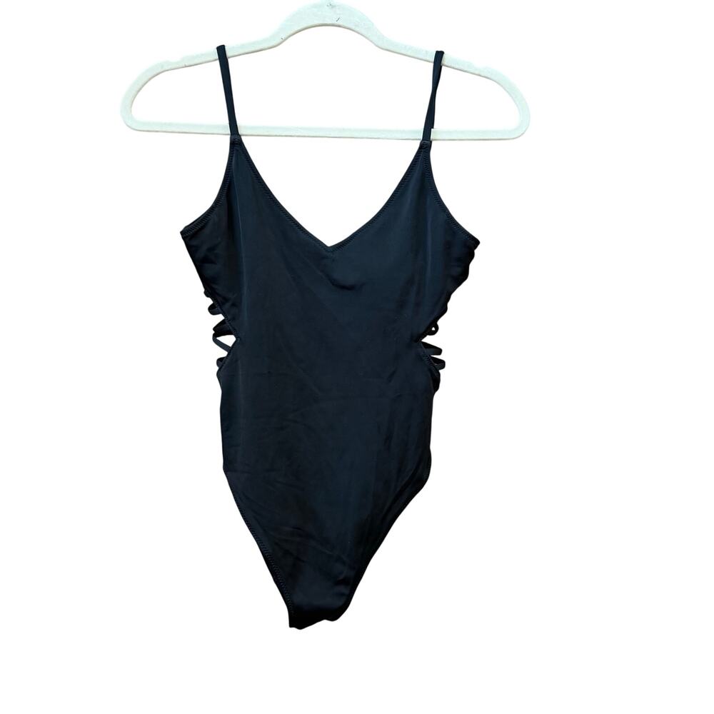 Pink Victoria's Secret One Piece Black Swimsuit Size Medium Cut Out Sides